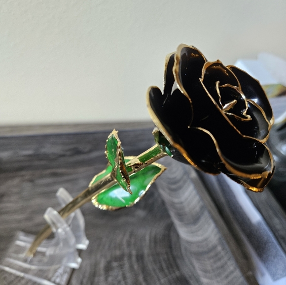 DeFaith real gold resin encapsulated black rose - Picture 5 of 5